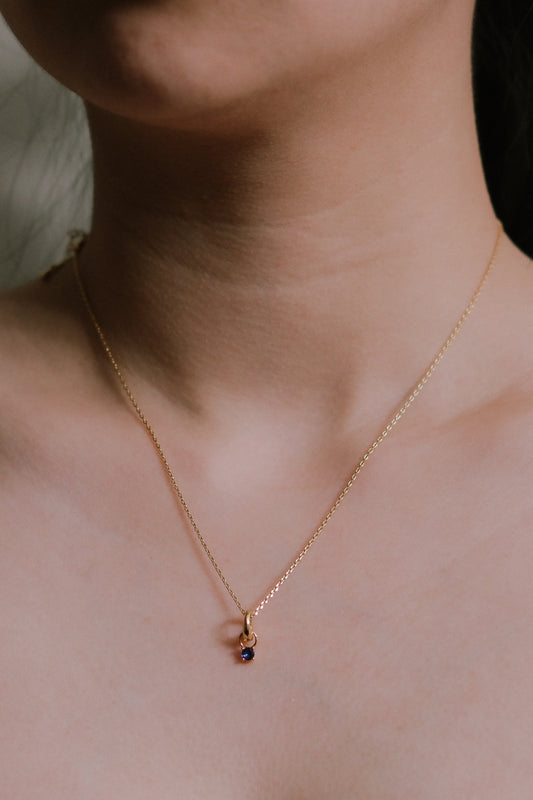 September Birthstone Charm Necklace | Gold