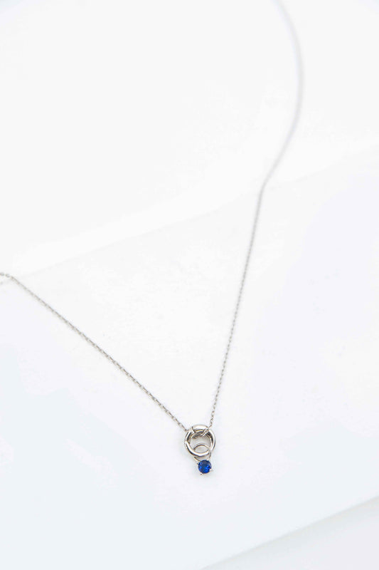 September Birthstone Charm Necklace | Silver