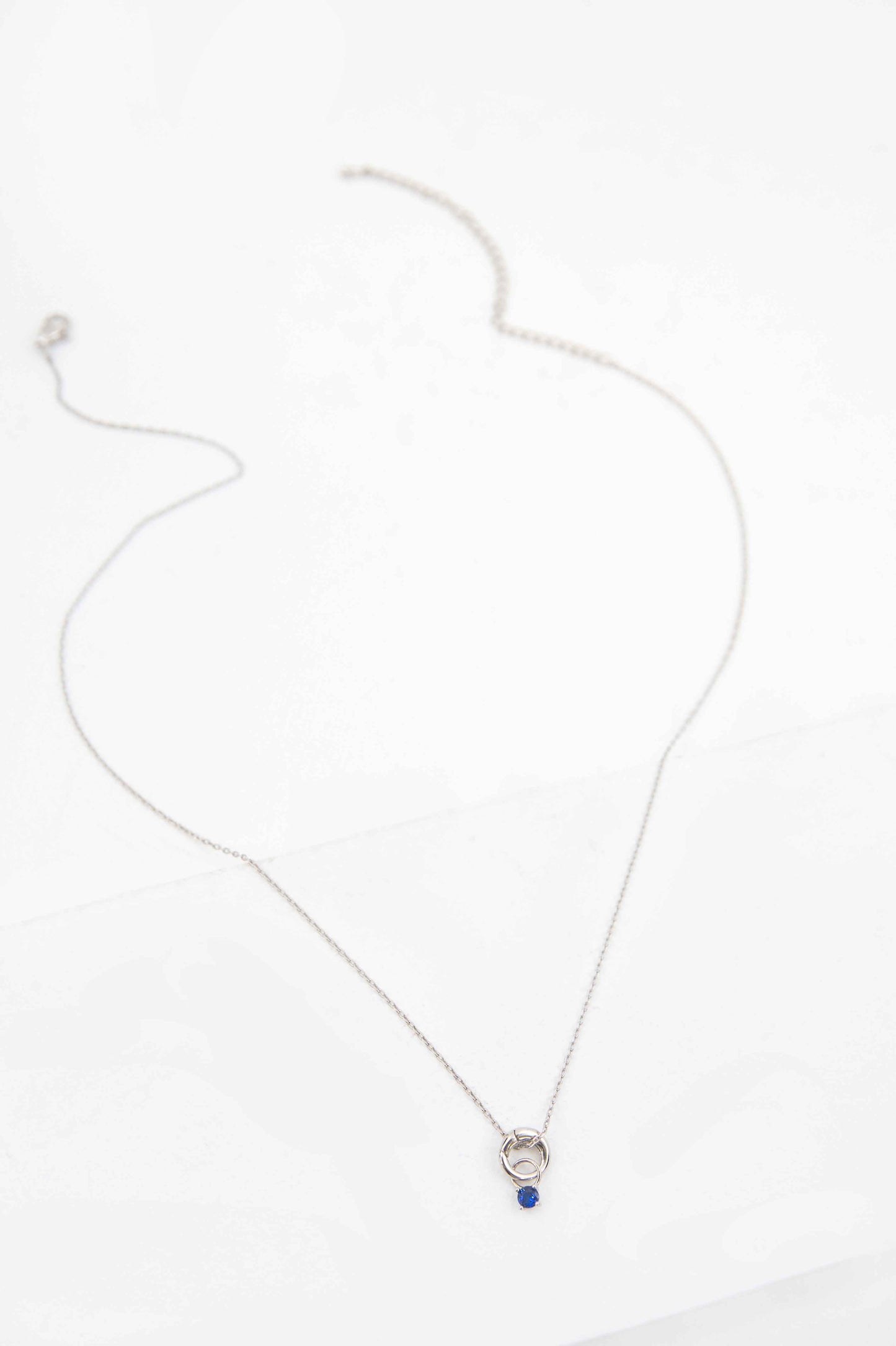 September Birthstone Charm Necklace | Silver