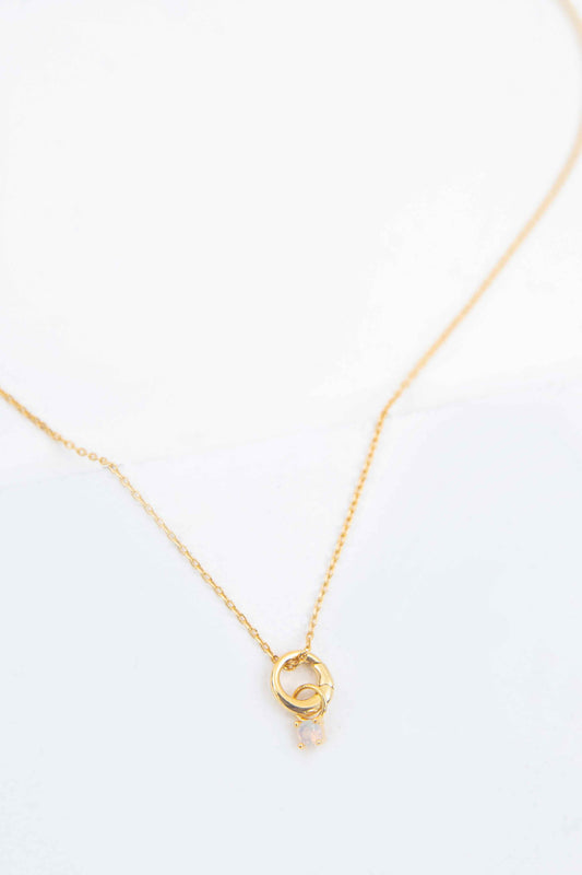 October Birthstone Charm Necklace | Gold