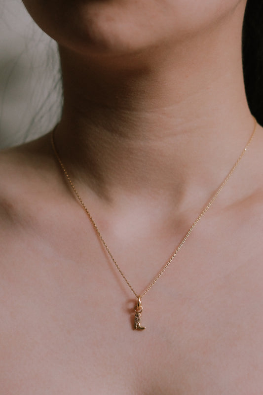 Cowboy Boot Charm Necklace | Gold