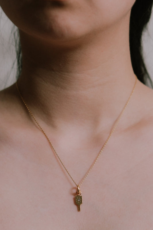 Pickleball Paddle Charm Necklace | Gold