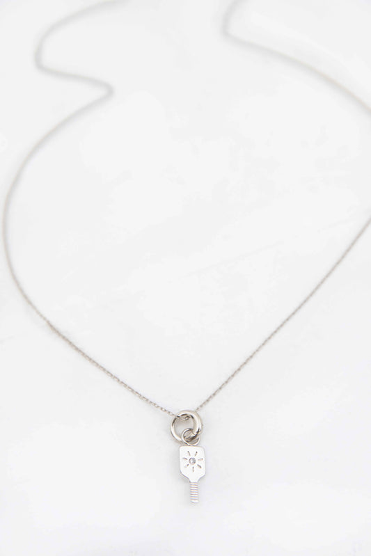 Pickleball Paddle Charm Necklace | Silver