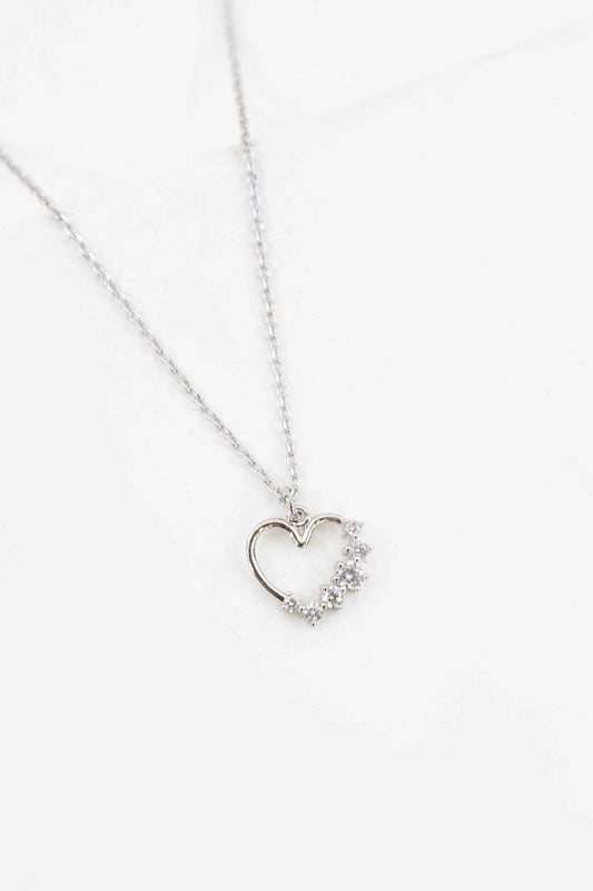 Classic Heart Stone Necklace | Silver