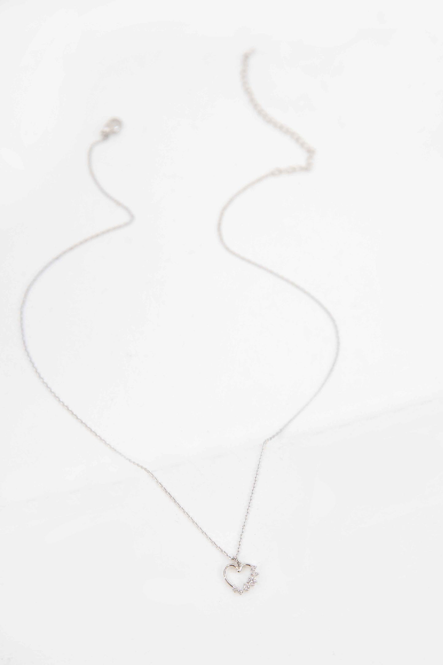 Classic Heart Stone Necklace | Silver