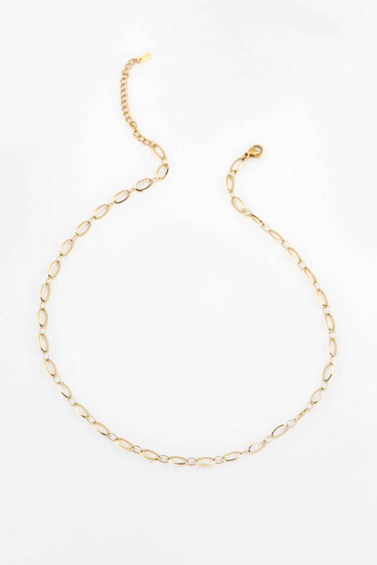 Delicate Oval Link Chain Necklace | Gold