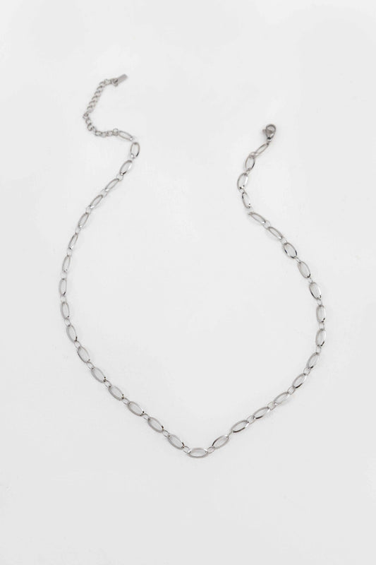 Delicate Oval Link Chain Necklace | Silver