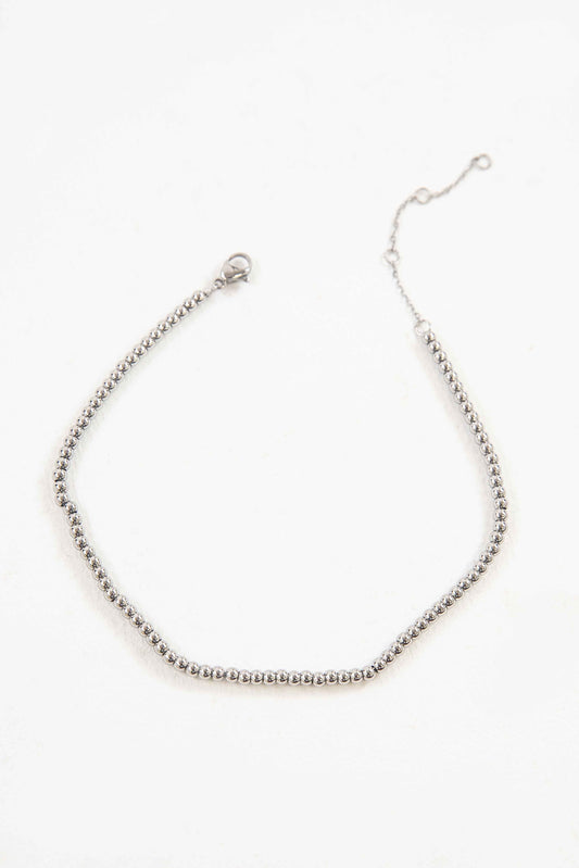 Micro Beaded Anklet | Silver