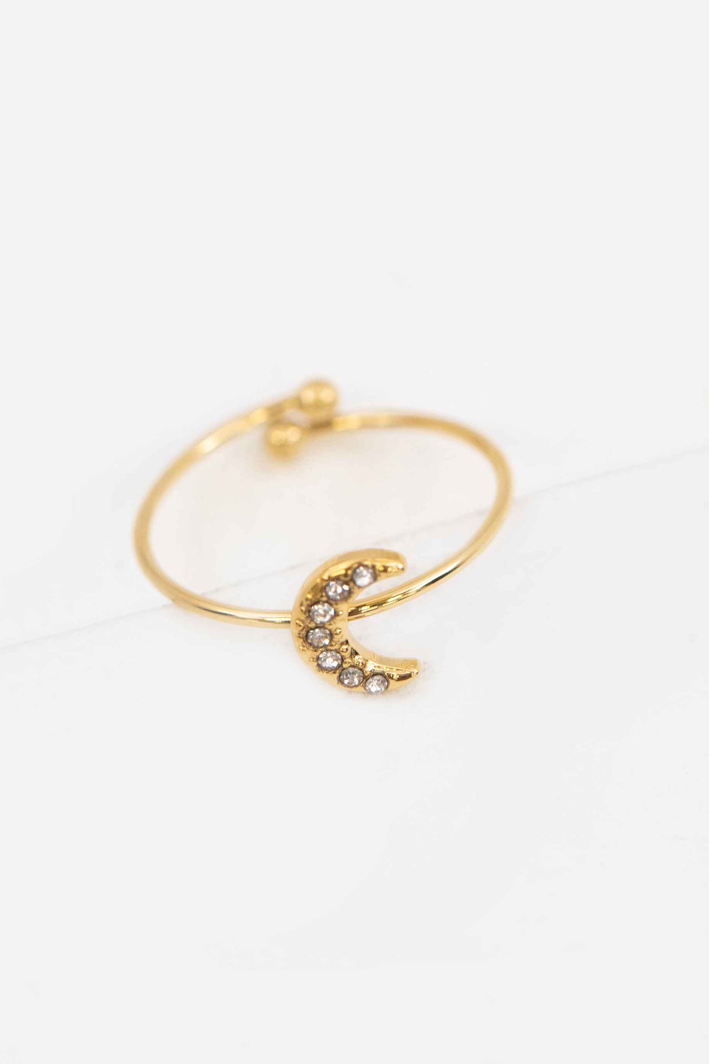 Crescent Moon Adjustable Ring | Gold