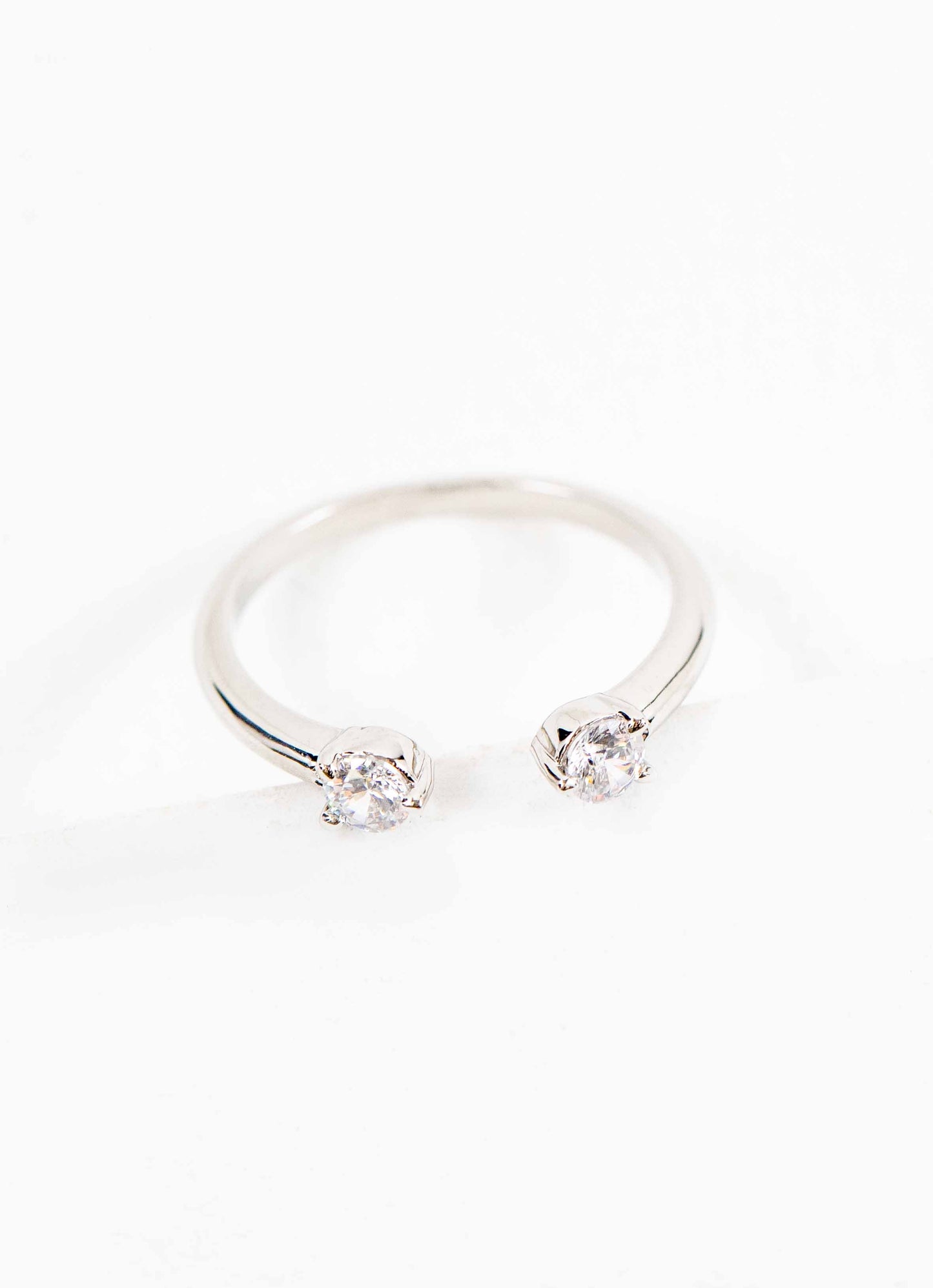 Twin Stone Adjustable Ring | Silver