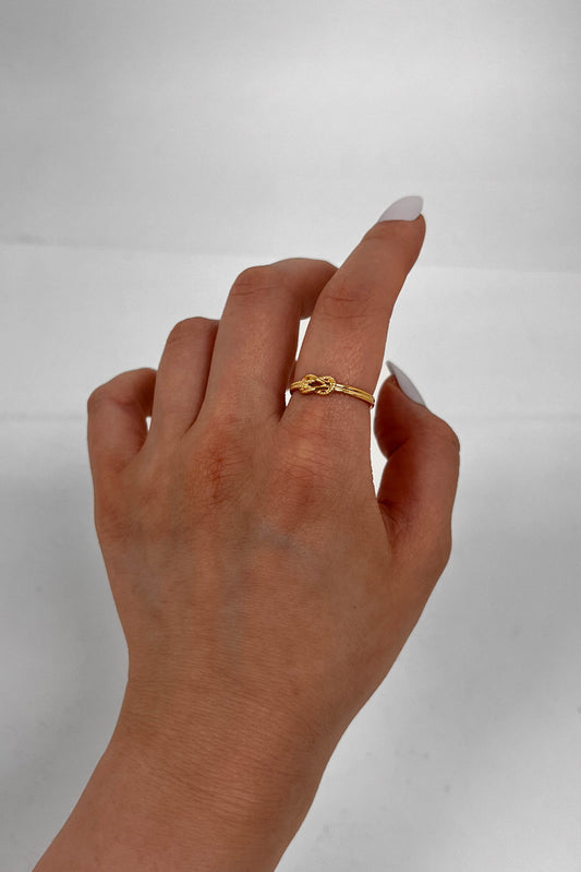 Rope Knot Adjustable Ring | Gold