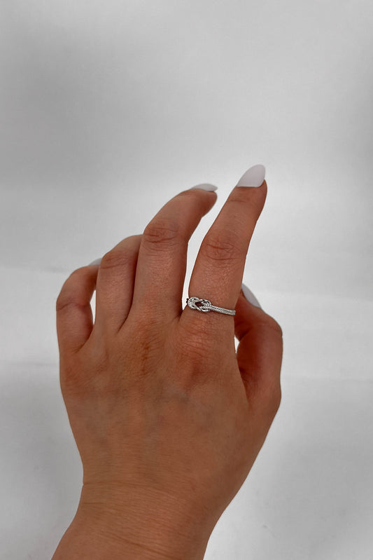 Rope Knot Adjustable Ring | Silver