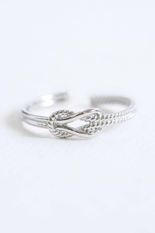 Rope Knot Adjustable Ring | Silver