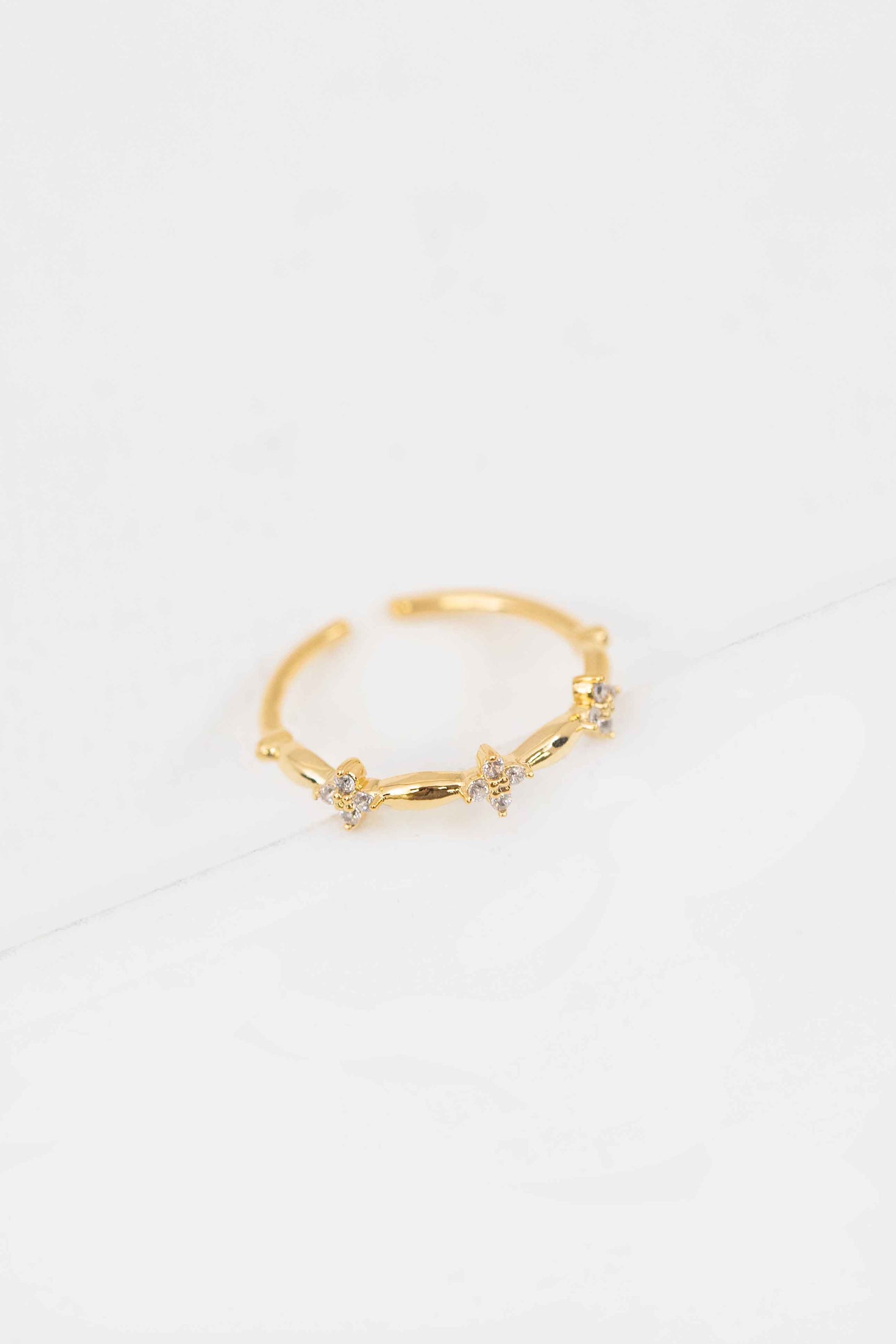 Flower Stone Adjustable Ring | Gold