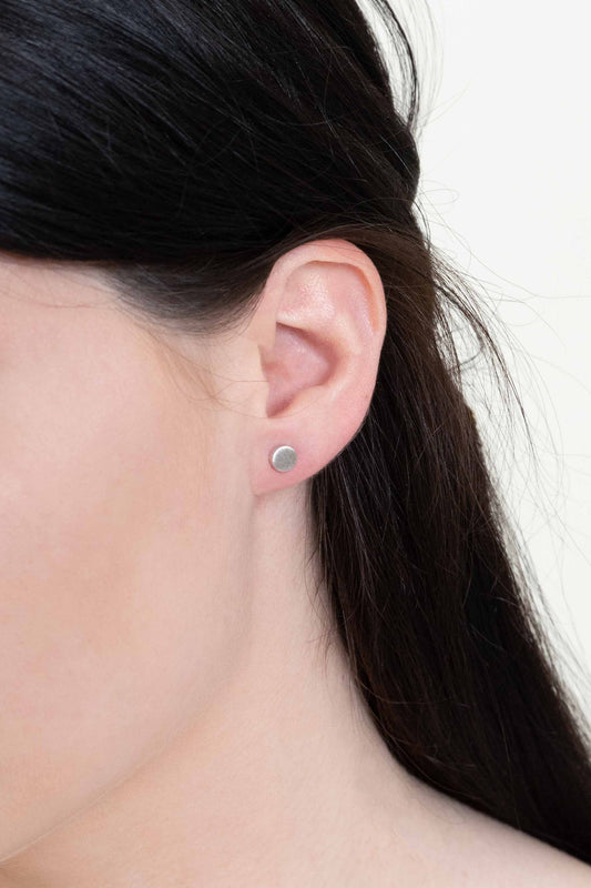 Brushed Circle Stud Earrings