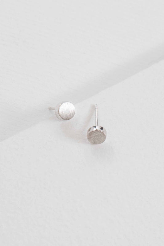Brushed Circle Stud Earrings