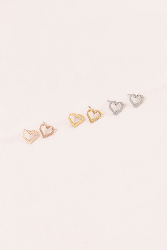 8-Bit Heart Earrings (14K)