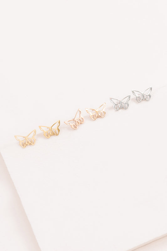Butterfly Outline Earrings (14K)
