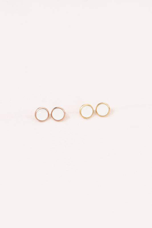 10mm Palette Earrings | White (14K)
