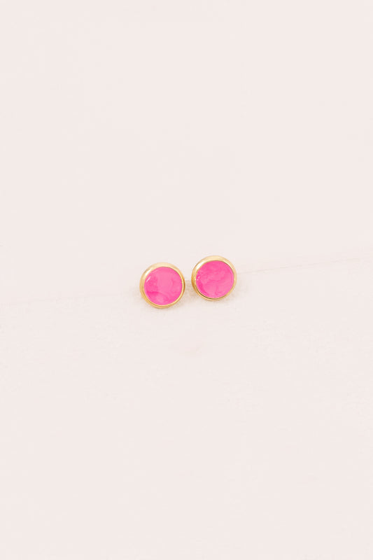 10mm Palette Earrings | Neon Pink (14K)