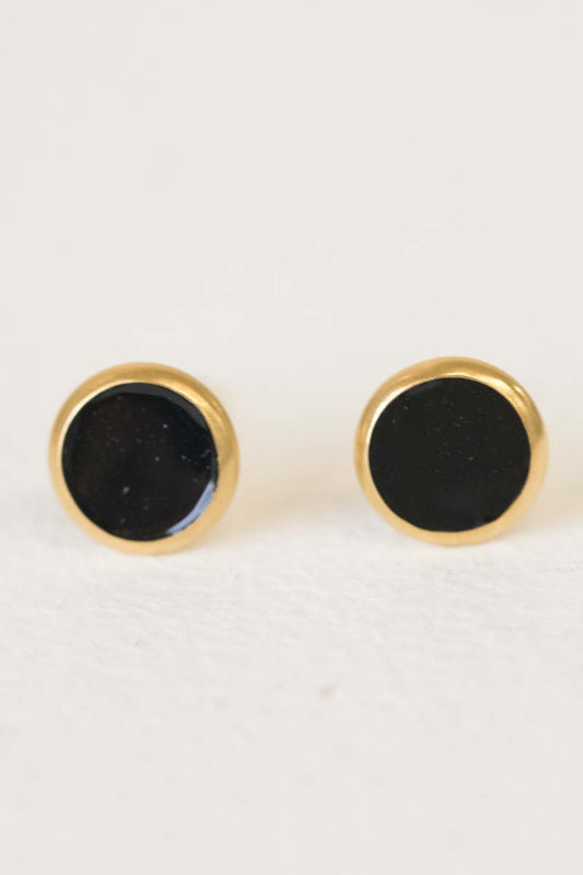 8mm Palette Earrings | Black (14K)
