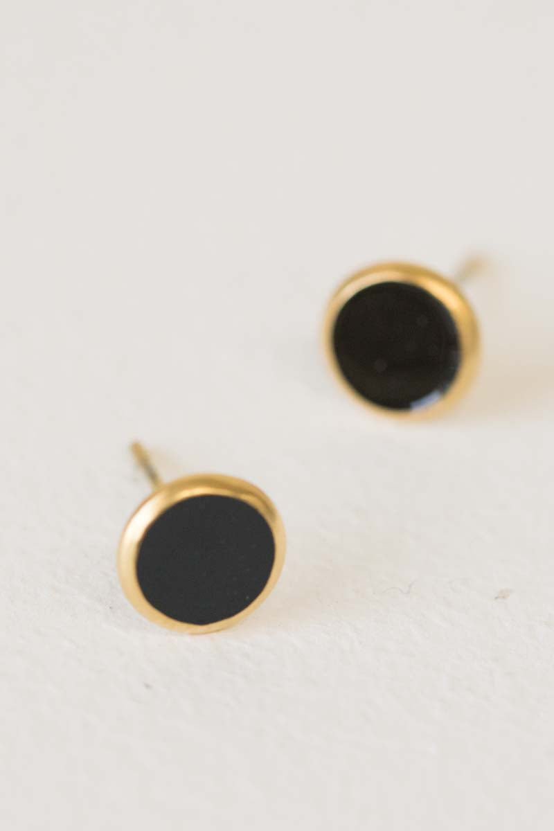 8mm Palette Earrings | Black (14K)