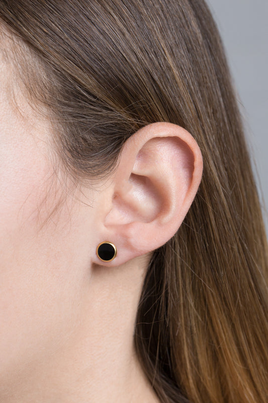 8mm Palette Earrings | Black (14K)