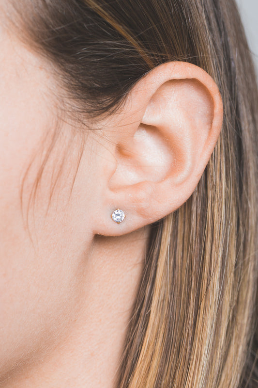 Single Stone Stud Earrings (14K)