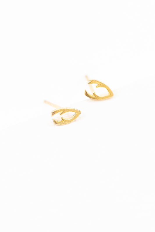 Tiny Antler Earrings | Gold (14K)