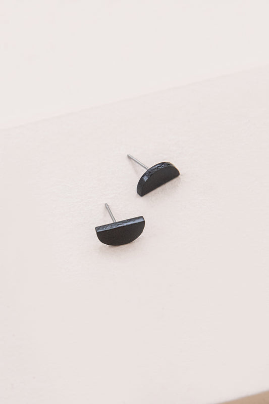 Porsha Semi Circle Stud Earrings | Black