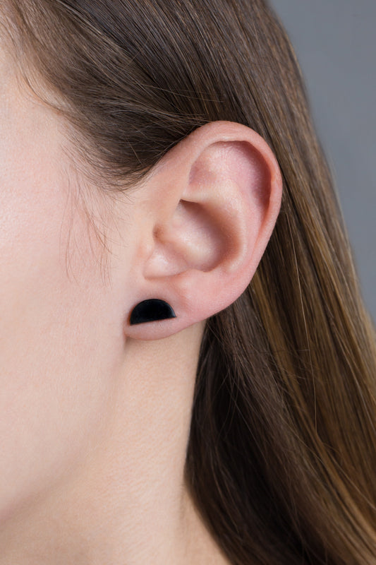 Porsha Semi Circle Stud Earrings | Black