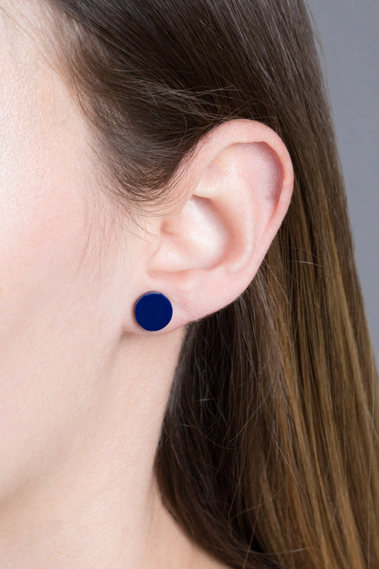 Porsha Circle Stud Earrings | Navy