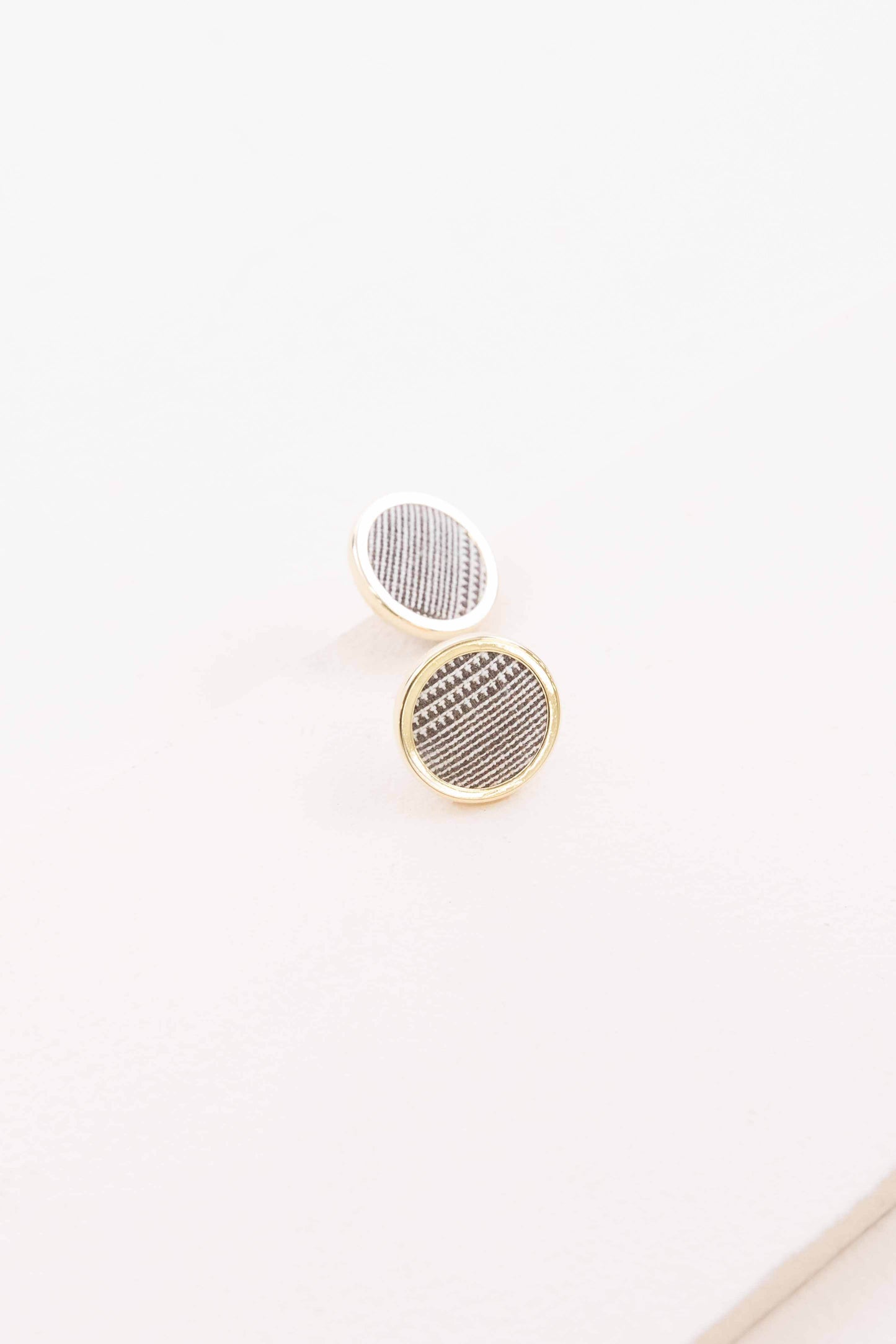 Plaid Button Earrings