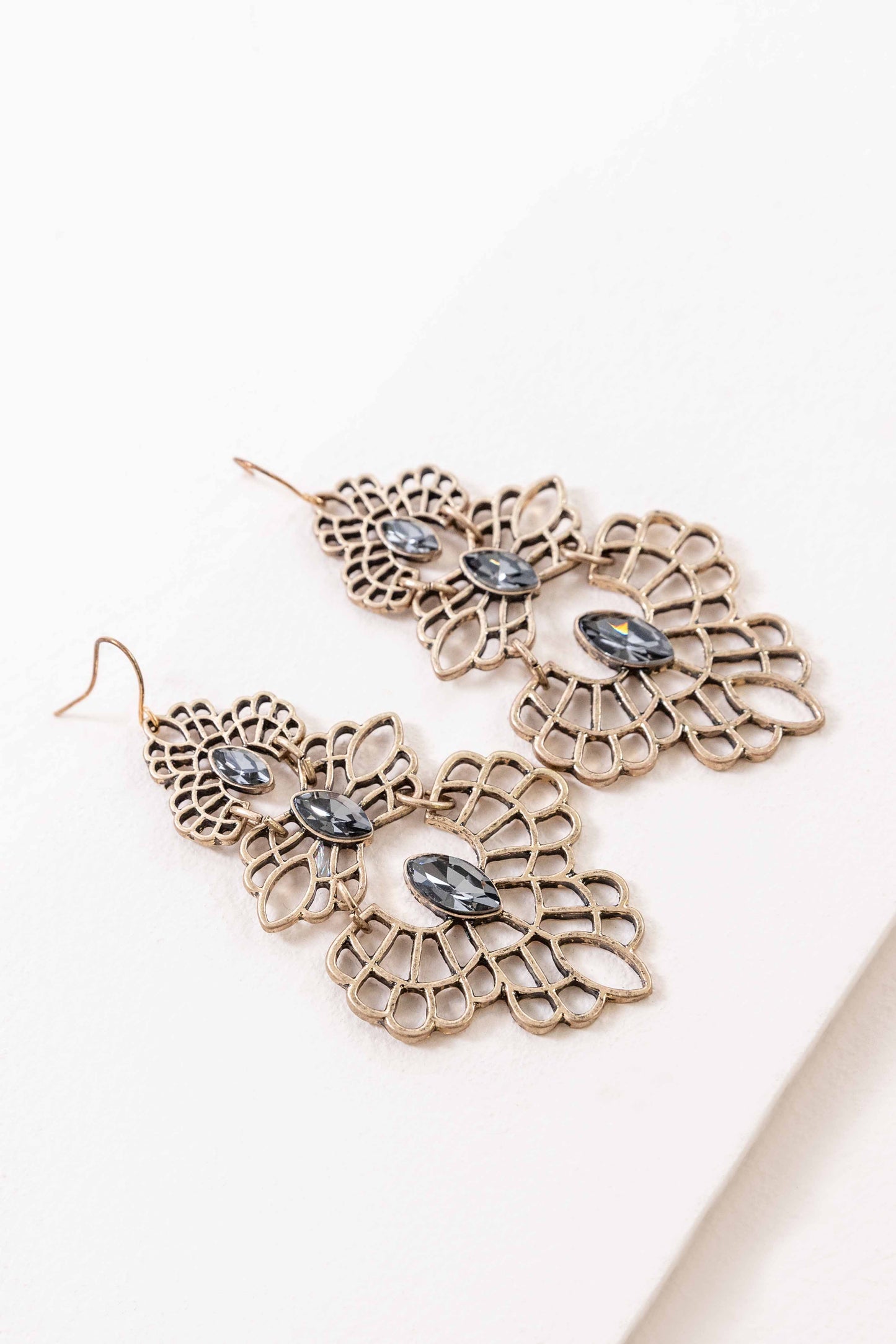 Graphite Filigree Drop Earrings