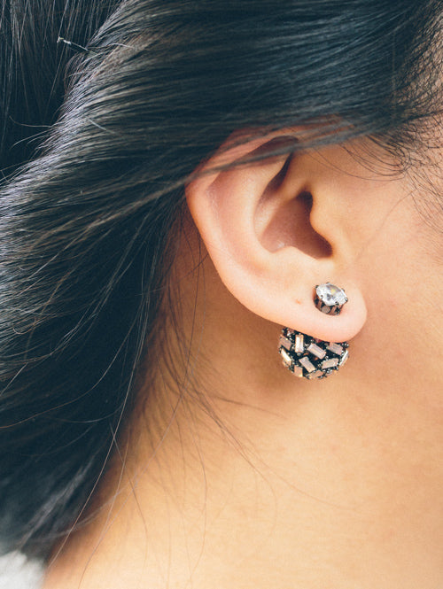 Crystal Double Sided Earrings | Pink