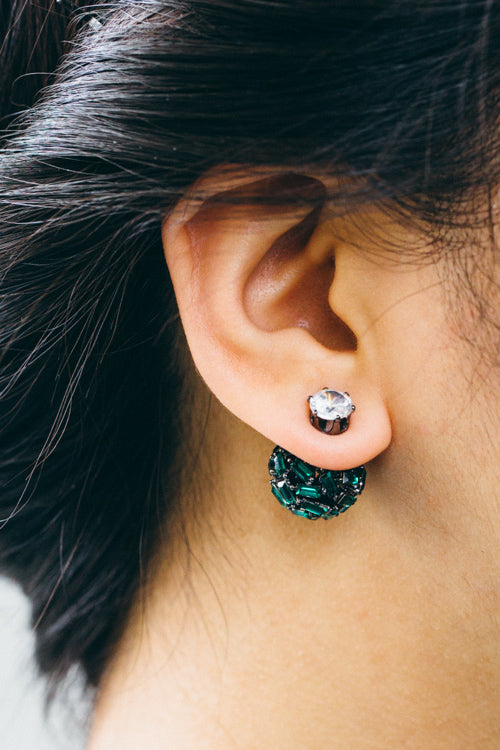 Crystal Double Sided Earrings | Green