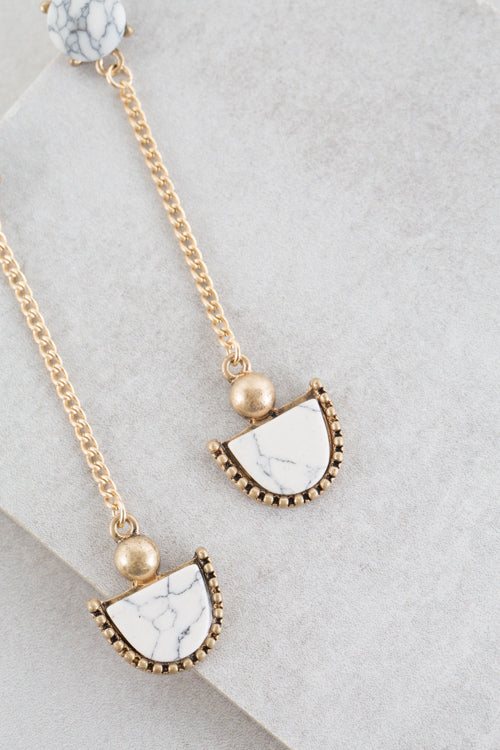 Emery Dangle Earrings | White Marble