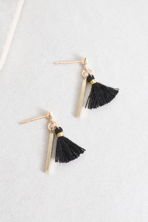 Koa Tassel Earrings | Black
