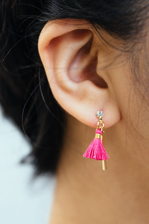 Koa Tassel Earrings | Fuchsia