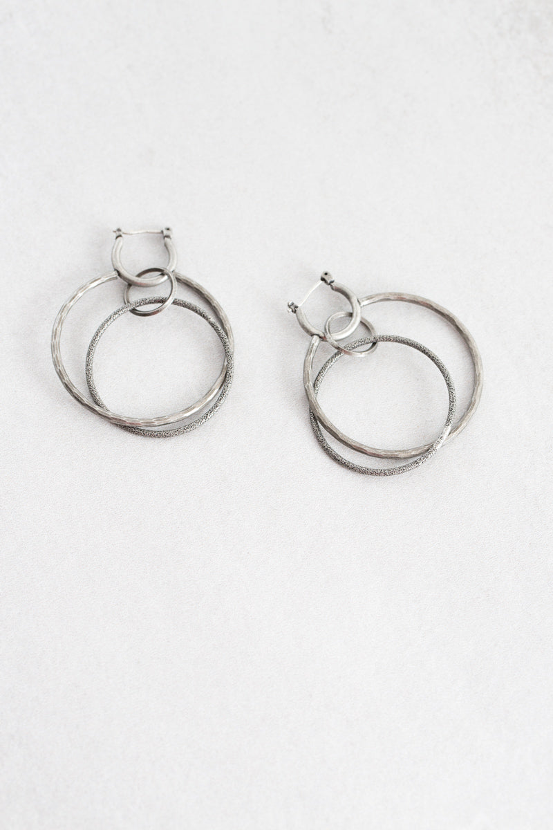 Wild Heart Rustic Hoop Earrings | Silver