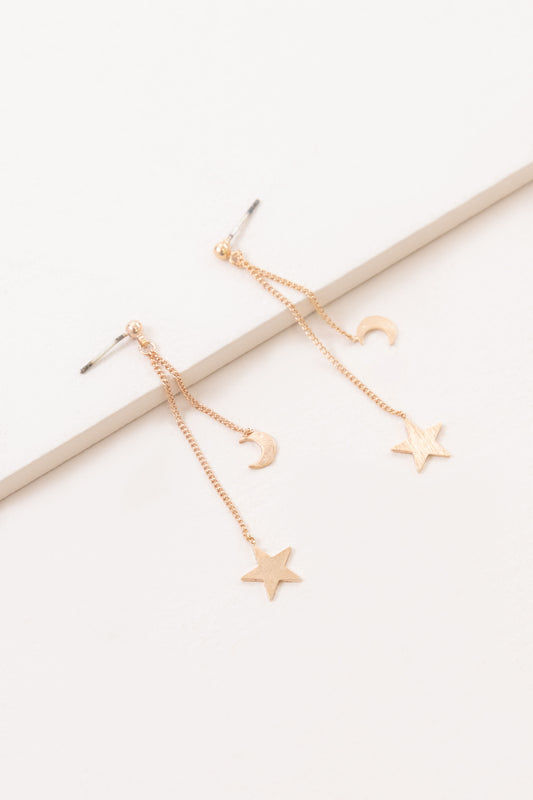 Star and Moon Dangle Earrings
