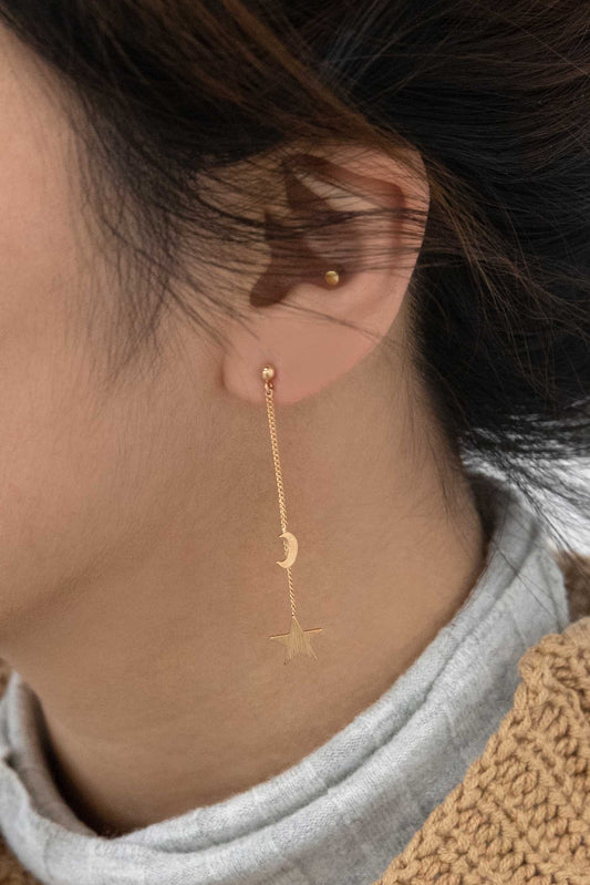 Star and Moon Dangle Earrings