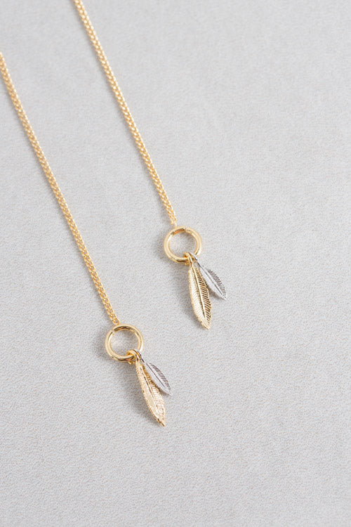Two-Tone Feather Threader Earrings