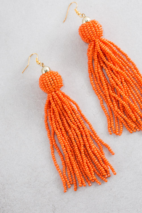 Ibiza Fling Tassel Earrings | Orange