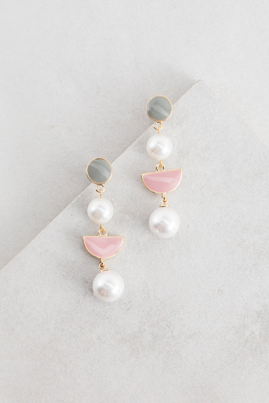 Semi Circle Moments of Pearl Earrings