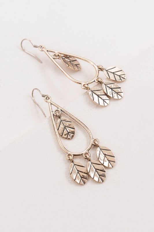 Wind Swept Leaf Earrings | Gold