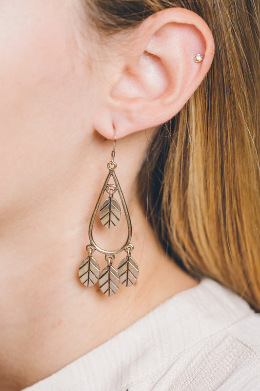 Wind Swept Leaf Earrings | Gold