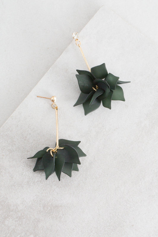 Lily of the Incas Drop Earrings | Dark Green