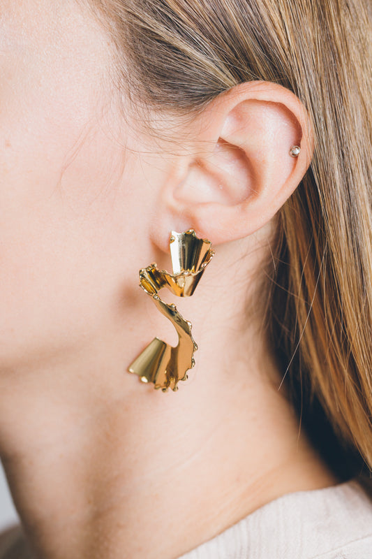 Gilded Pencil Shaving Post Earrings