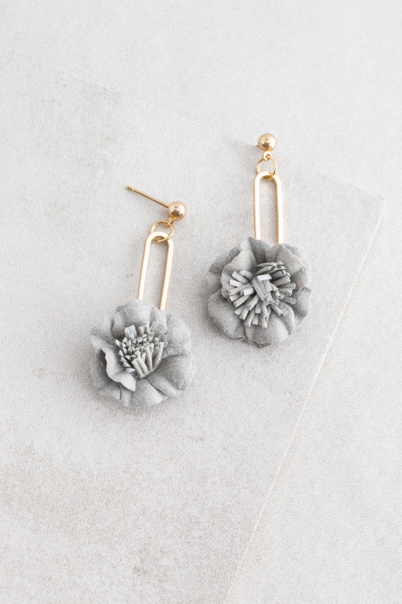 Perfect Peony Dangle Earrings | Gray